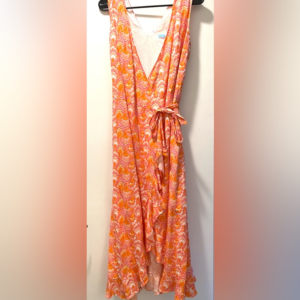 J. McLaughlin Pink Orange White Wrap Dress M